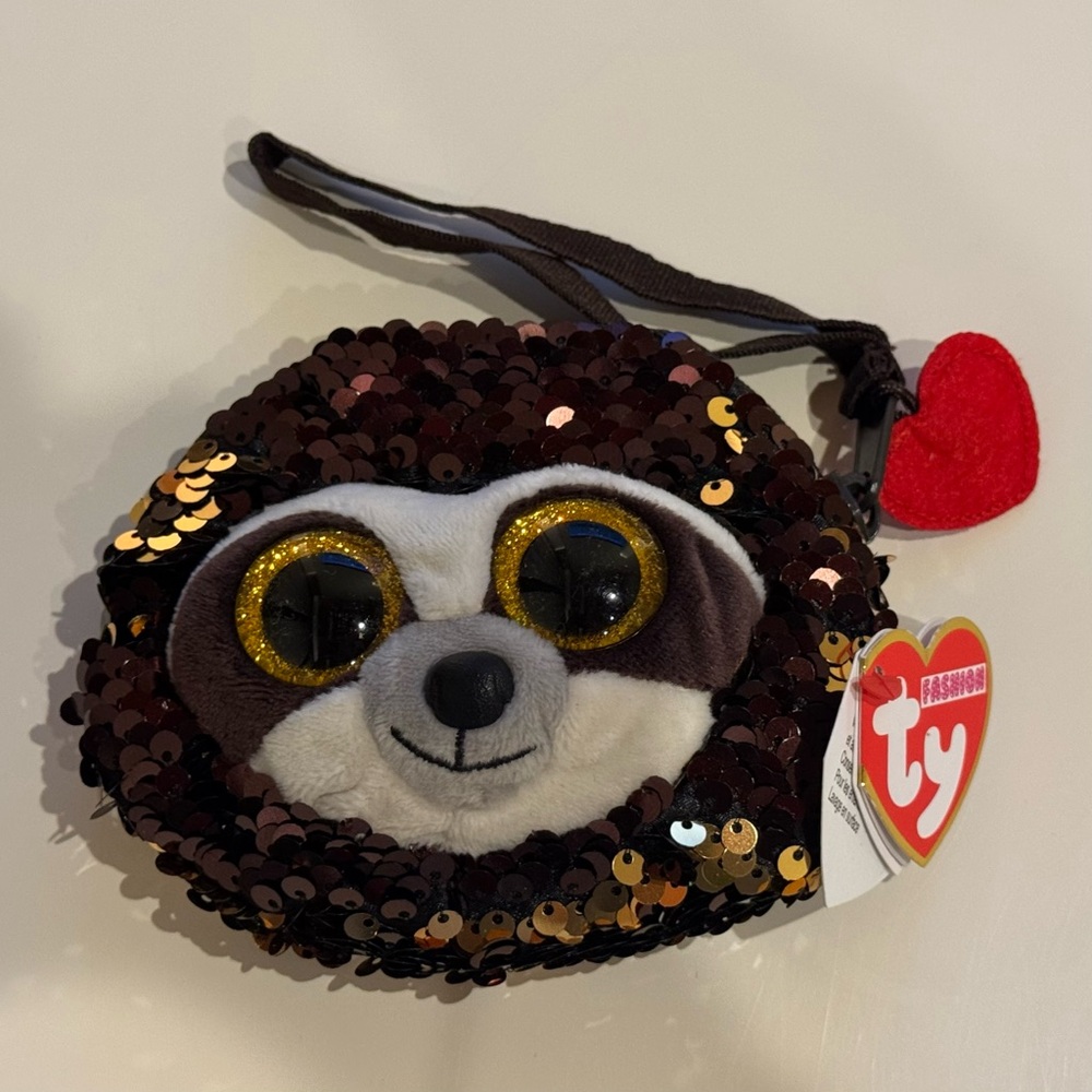 TY Fashion DANGLER flip sequin Coin Purse Wristlet wallet earbuds holder - NWT!